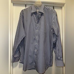 Peter Millar Navy and White Checkered Shirt XL
